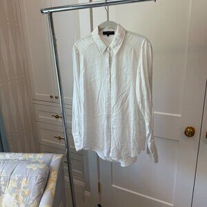 Gibsonlook Satin Button-Up Blouse in White (XS)